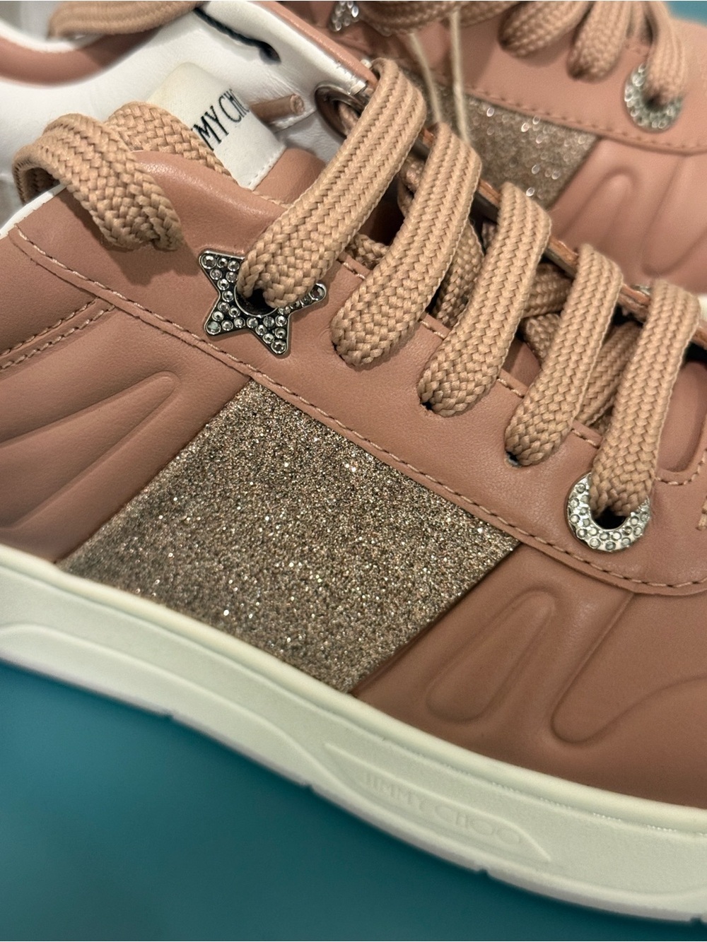 Jimmy Choo Women's Blush Leather Sneakers NWOT - Picture 4 of 12